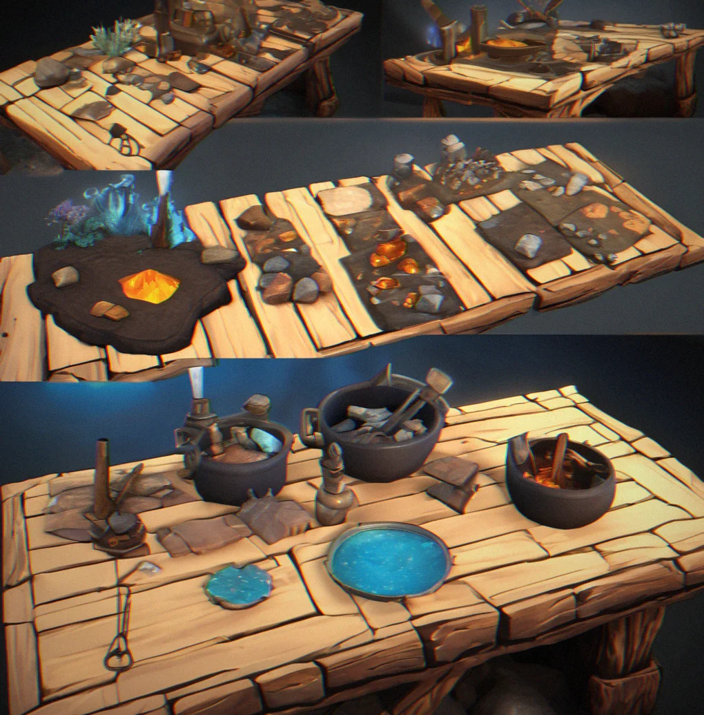 Workbench showing iron ingots and catalyst material being combined into steel