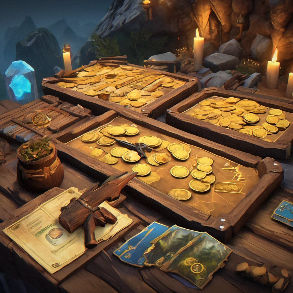 Two players at trading interface exchanging crafted weapons with gold currency amount visible between them