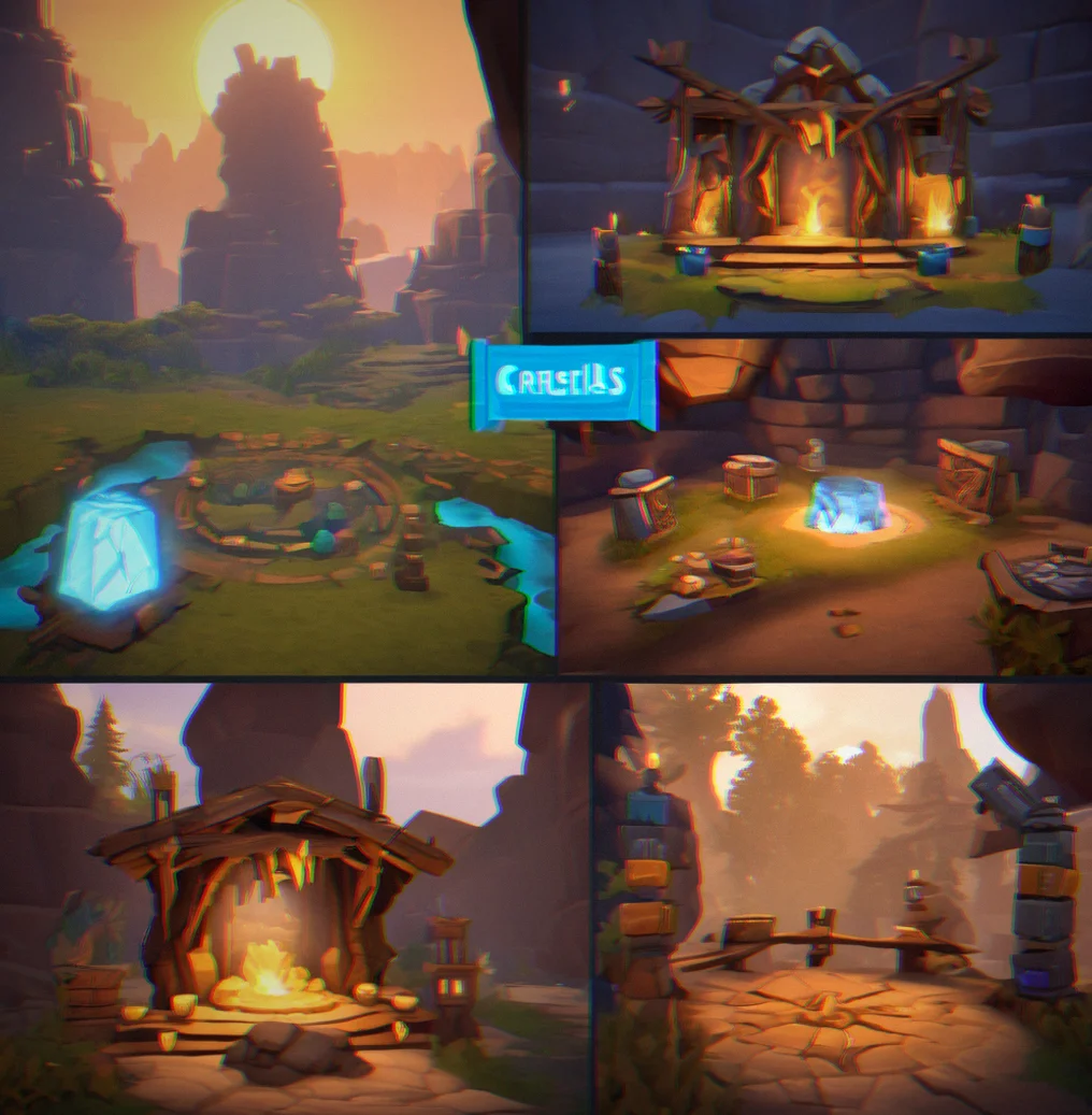 Enchanting altar with starlight core hovering above, three ability icons displayed
