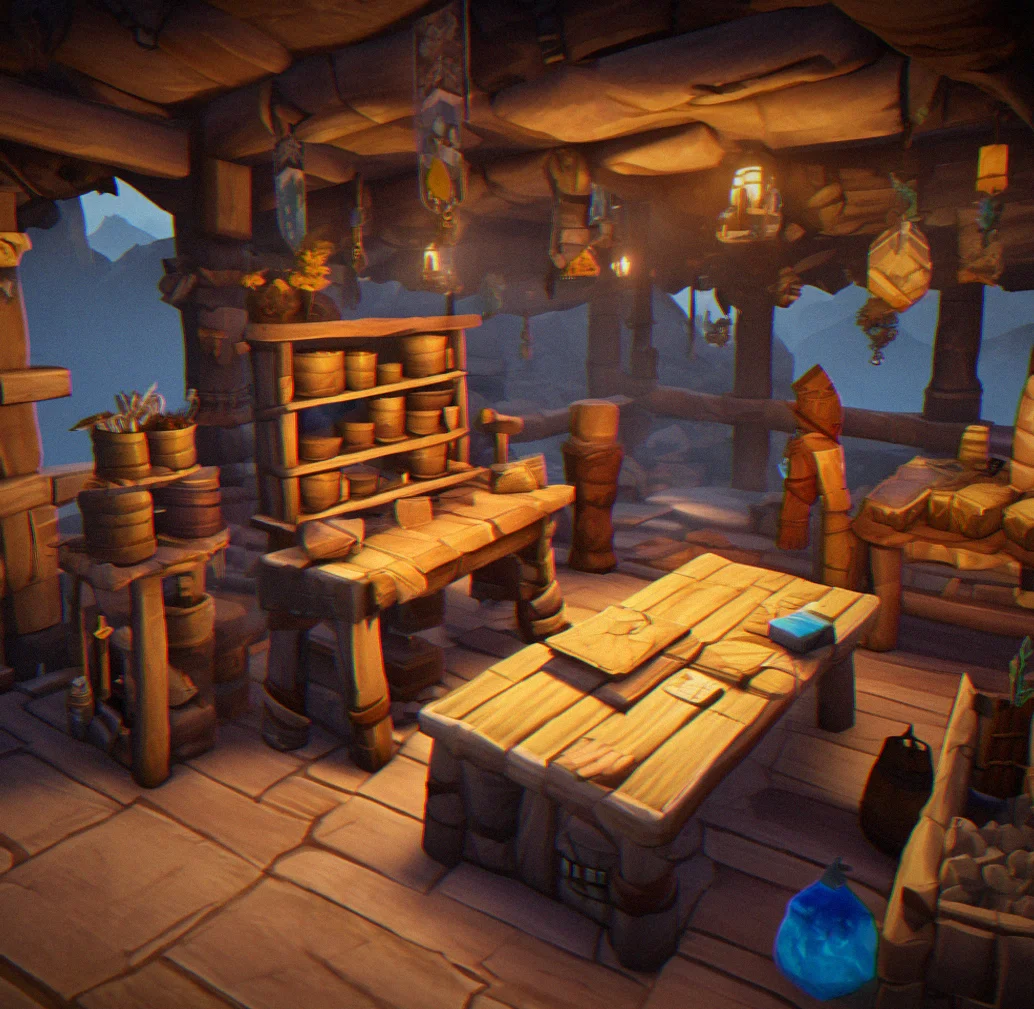 Player in marketplace trading crafted gear with other players, inventory window open